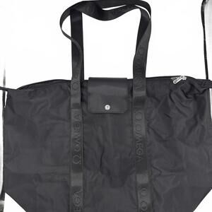 Omega Swiss Watch Co. Folding Packable Tote Bag Large Carry On Black